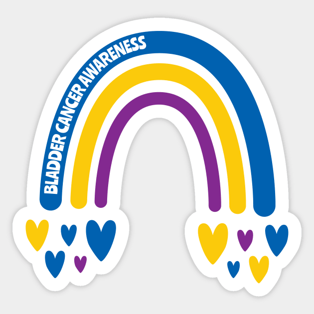 Bladder Cancer Awareness Rainbow with hearts Sticker by Teamtsunami6